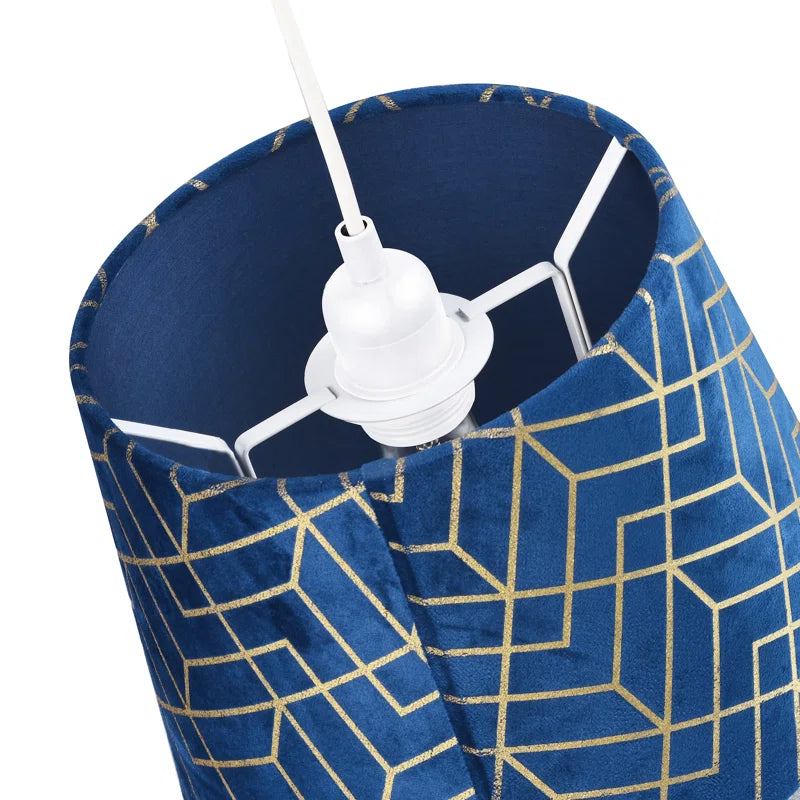 18Cm H Velvet Drum Lamp Shade ( Screw on ) Navy