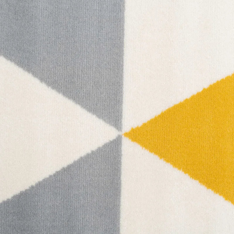 Zhora Tufted Ochre Grey Geometric Rug