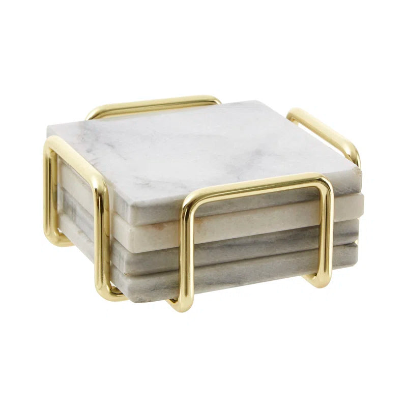 White Marble / Brass Coaster