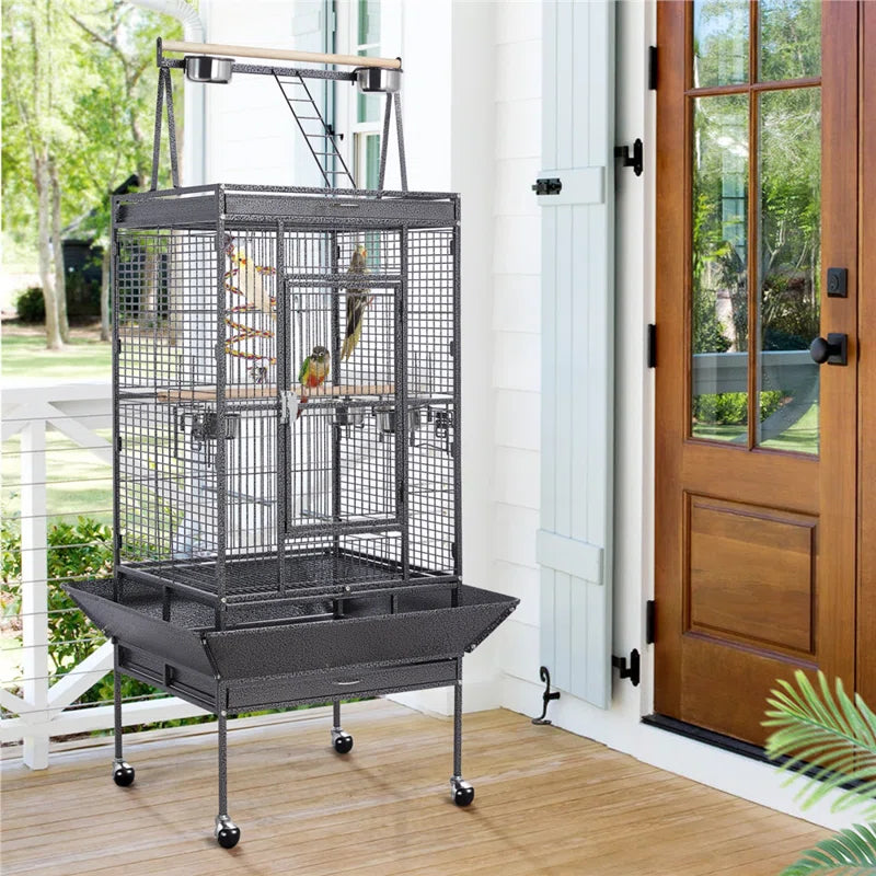 174Cm Iron Play Top Floor Bird Cage with Wheels