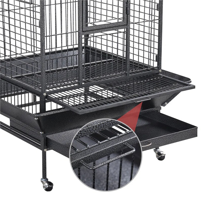 160Cm Iron Play Top Floor Bird Cage with Wheels