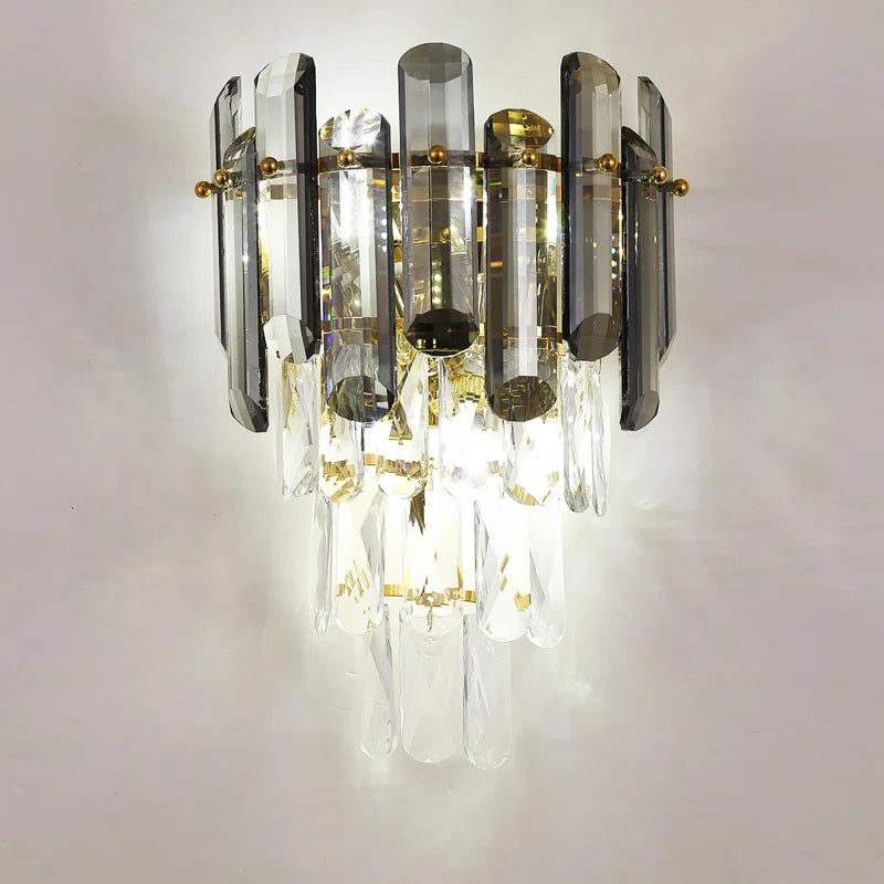 2 - Light Dimmable Crystal Flush Mounted Sconce