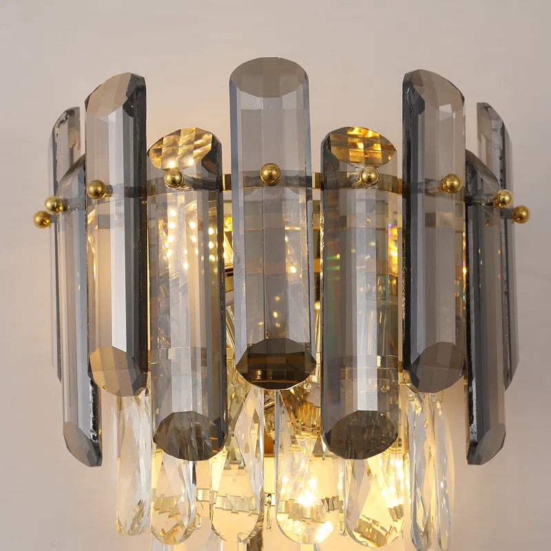 2 - Light Dimmable Crystal Flush Mounted Sconce