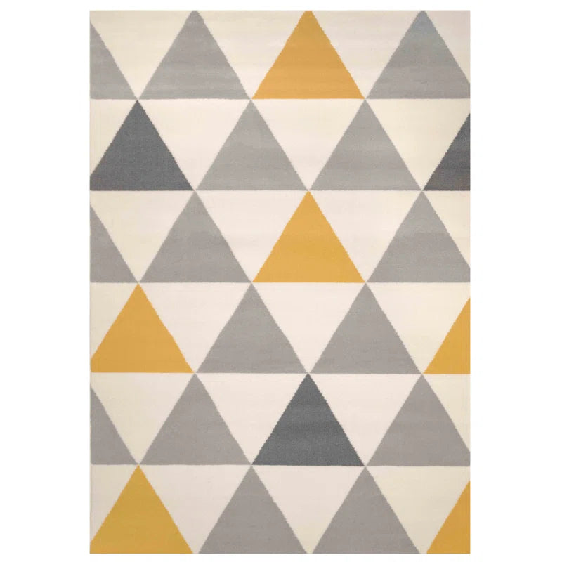 Zhora Tufted Ochre Grey Geometric Rug