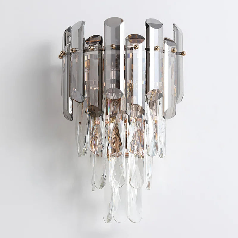 2 - Light Dimmable Crystal Flush Mounted Sconce