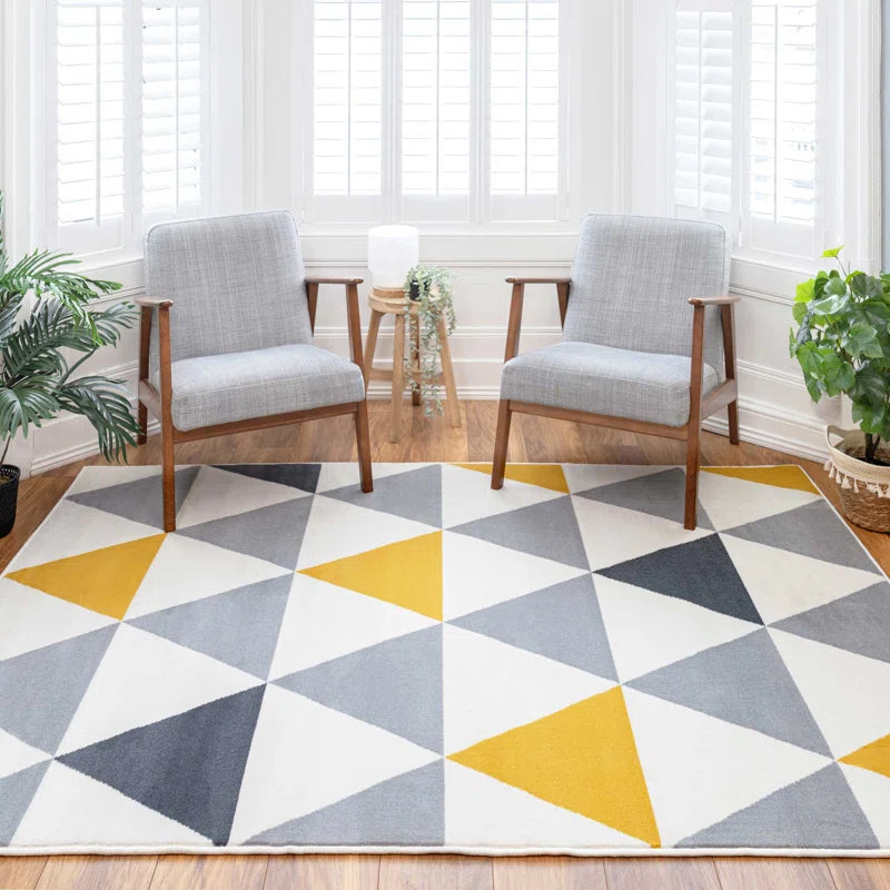 Zhora Tufted Ochre Grey Geometric Rug