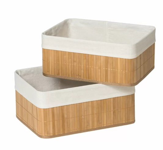 2 Piece Bamboo Basket Set