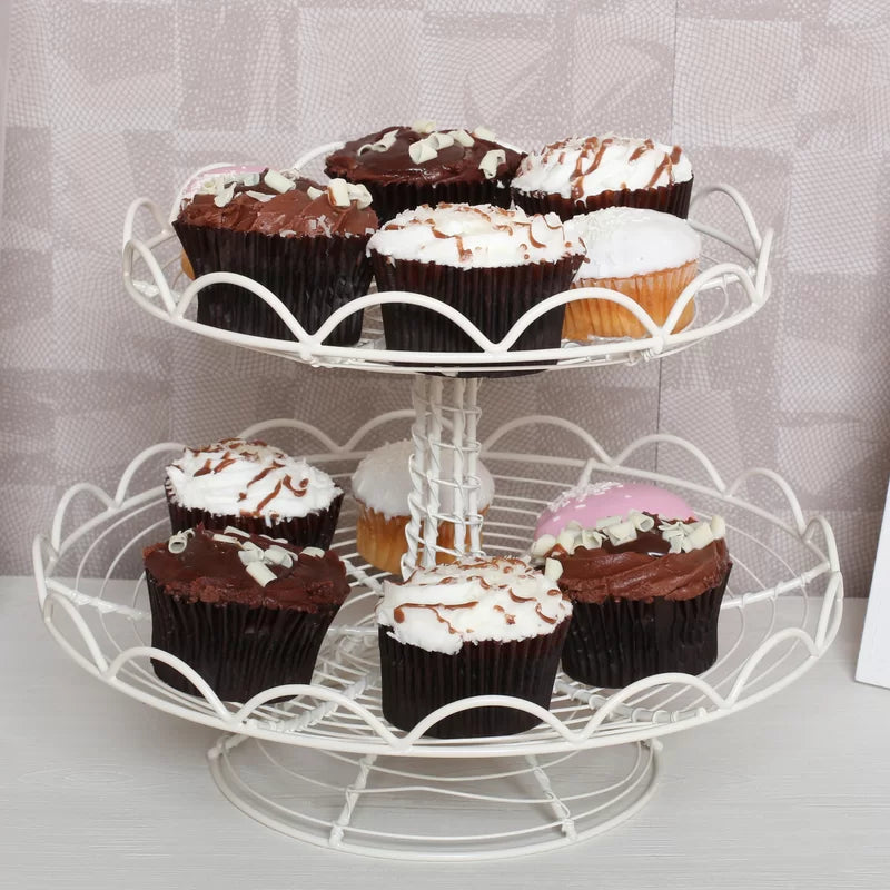 2 Tier Cream Wire Cake Stand