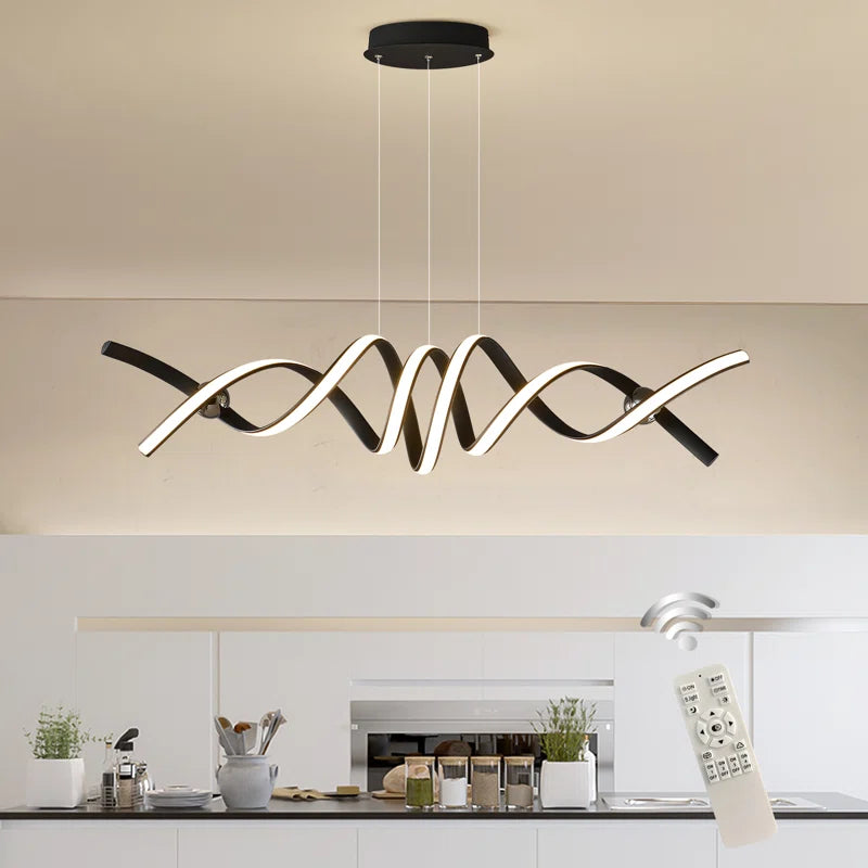 2 - Light Black LED Kitchen Island Pendant