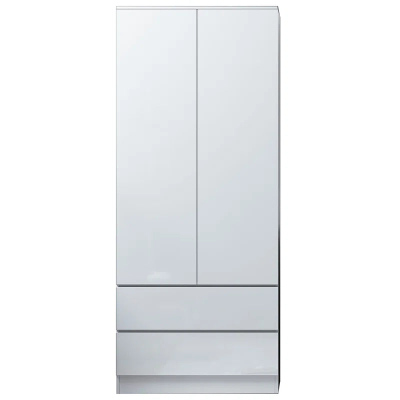 Warren 2 Door 2 Drawer Combi Wardrobe - Matt White Finish, Gloss Doors, Soft-Close Hinges, Scratch-Resistant