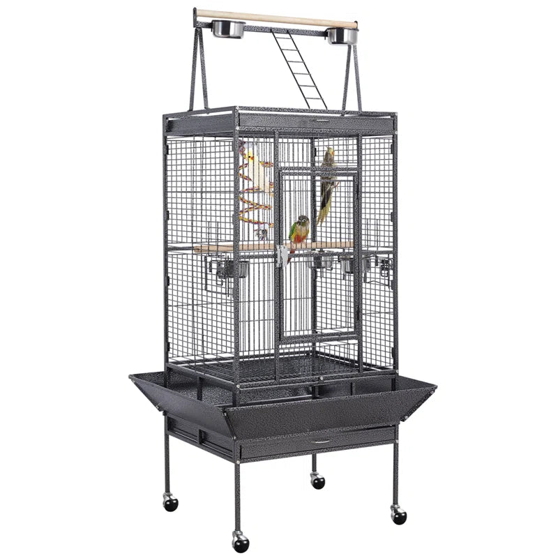 174Cm Iron Play Top Floor Bird Cage with Wheels