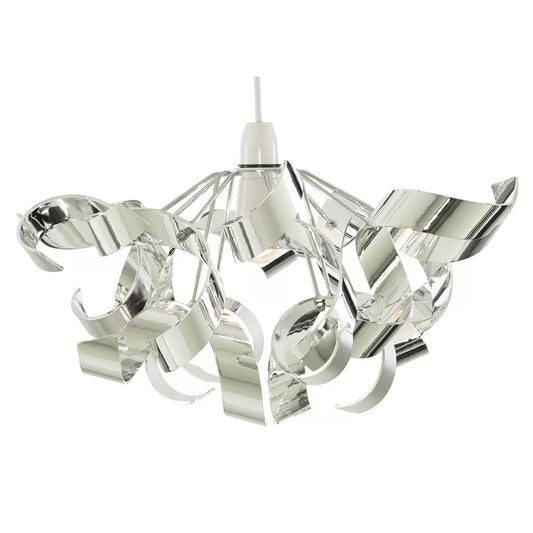 22Cm H X 44Cm W Metal Novelty Pendant Shade ( Uno ) in Chrome