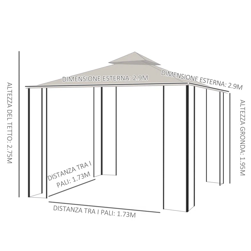 3M X 3M Metal Patio Gazebo