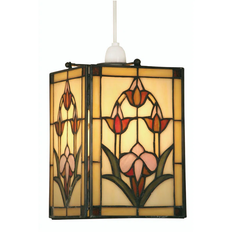 24Cm H X 14.5Cm W Glass Square Pendant Shade ( Screw on ) in Yellow