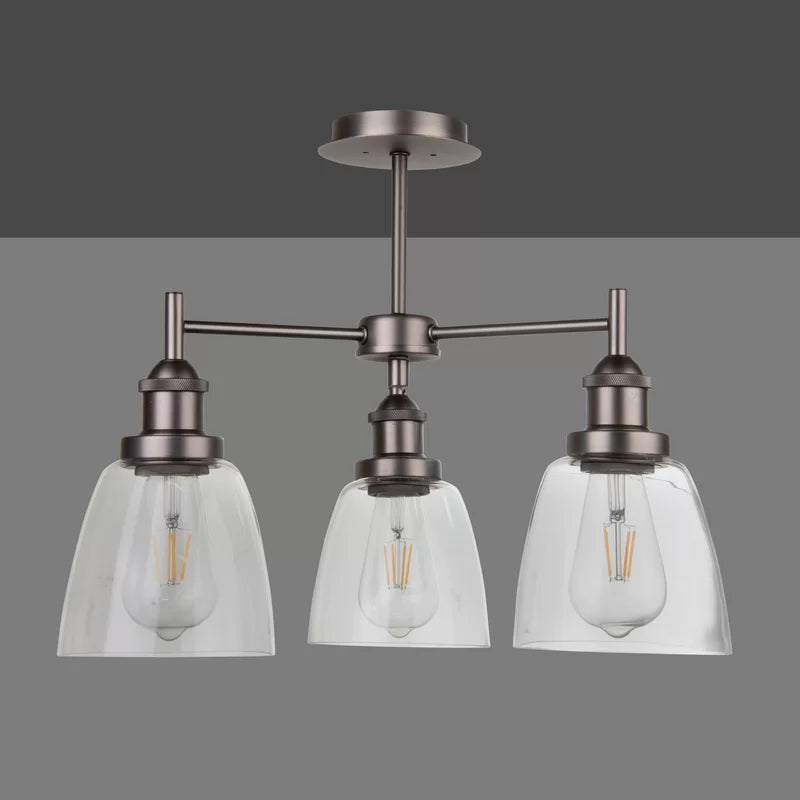 Wayland 3 - Light Industrial Style Modern Semi Flush Mount Ceiling Light