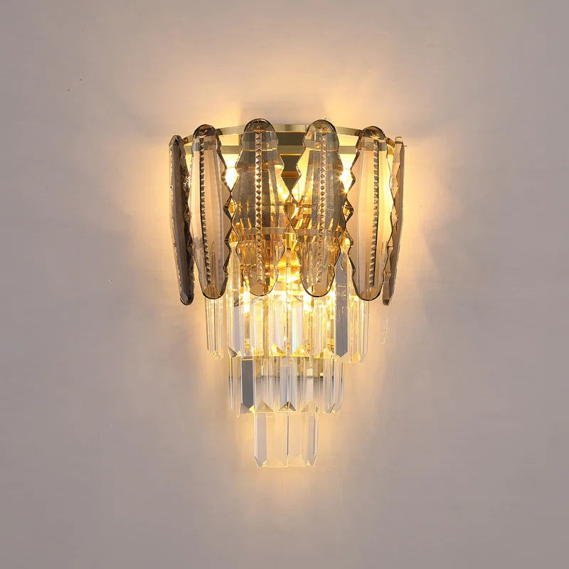 3 - Light Dimmable Crystal Flush Mounted Sconce