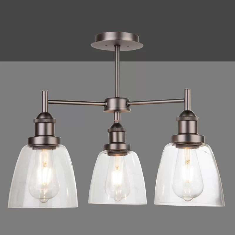 Wayland 3 - Light Industrial Style Modern Semi Flush Mount Ceiling Light