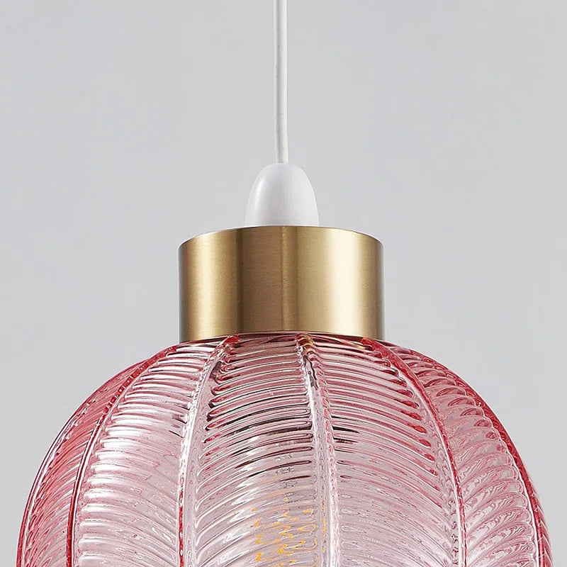 21Cm H Glass Bowl Pendant Shade ( Screw on ) in Pink