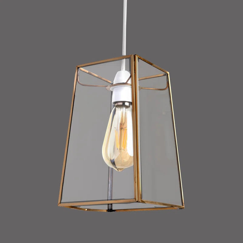 24Cm H X 16Cm W Glass Square Pendant Shade ( Uno ) in Gold