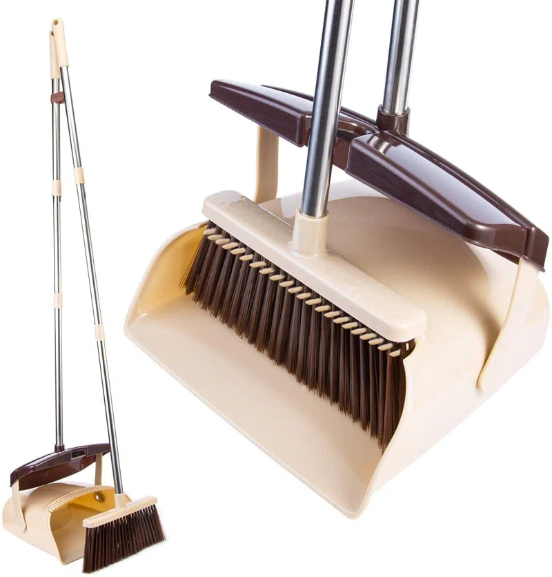 Zinnea 3 Piece Long Handle Broom and Dustpan Set