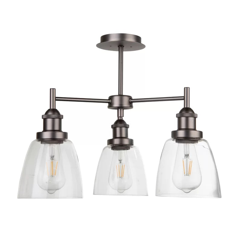 Wayland 3 - Light Industrial Style Modern Semi Flush Mount Ceiling Light