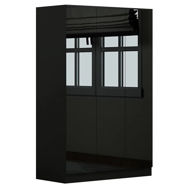 Warren 3 Door Wardrobe - High Gloss Front. Soft-Close Hinged Doors. Modern No-Handle Push-To-Open Feature