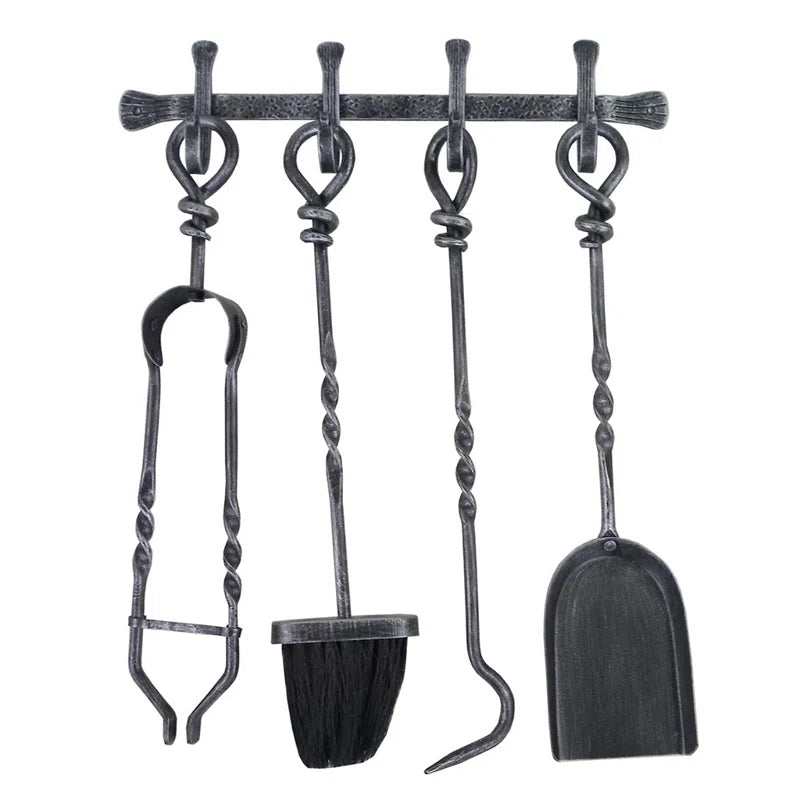 Wall Mounted 5 Piece Iron Fireplace Tool Set