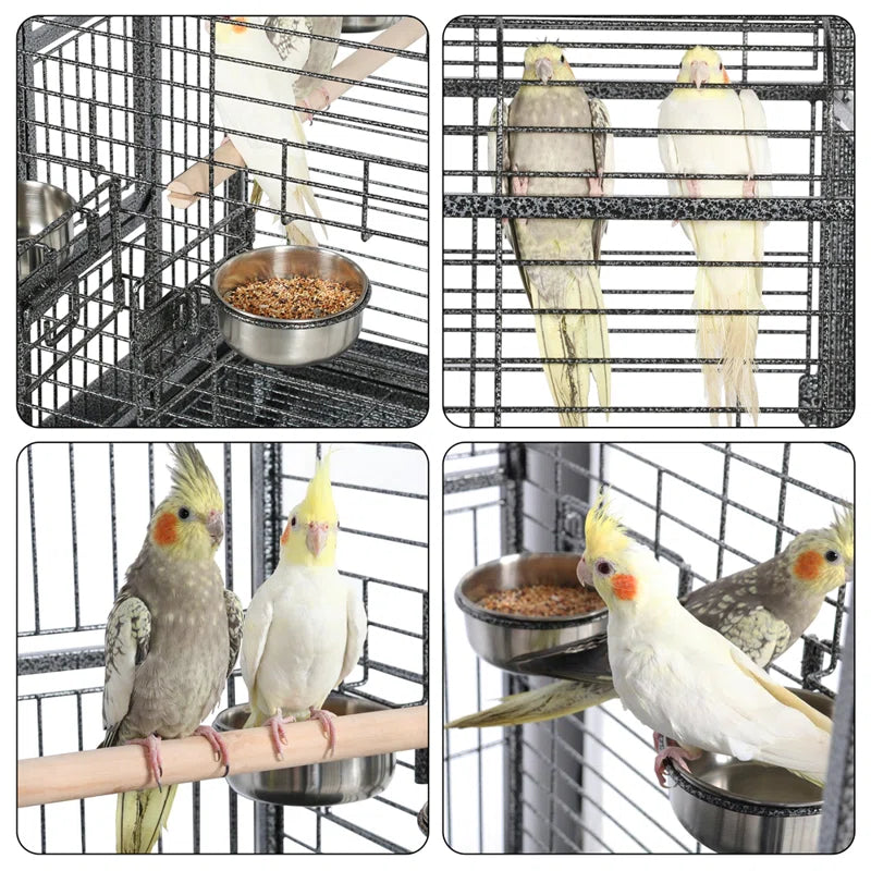 160Cm Iron Play Top Floor Bird Cage with Wheels