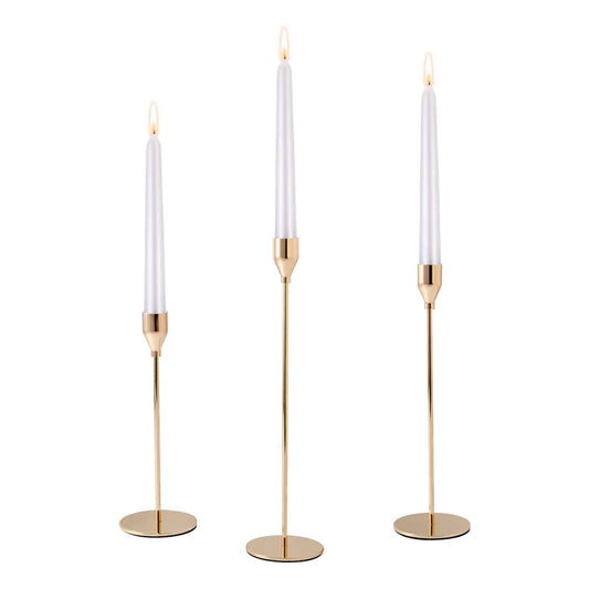 3 Piece Metal Tabletop Candlestick Holders