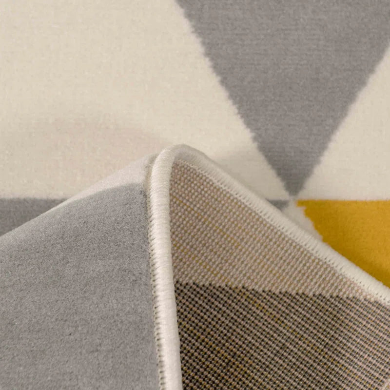 Zhora Tufted Ochre Grey Geometric Rug