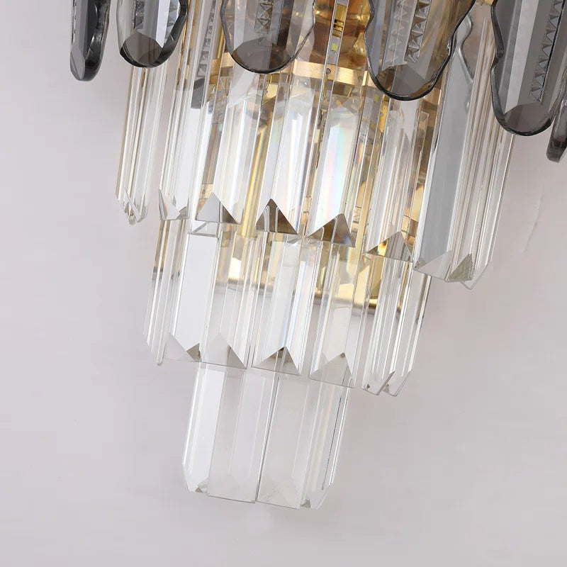 3 - Light Dimmable Crystal Flush Mounted Sconce