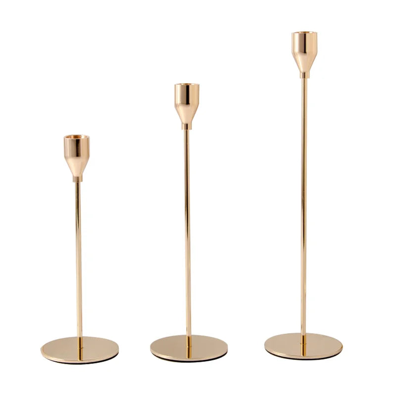 3 Piece Metal Tabletop Candlestick Holders