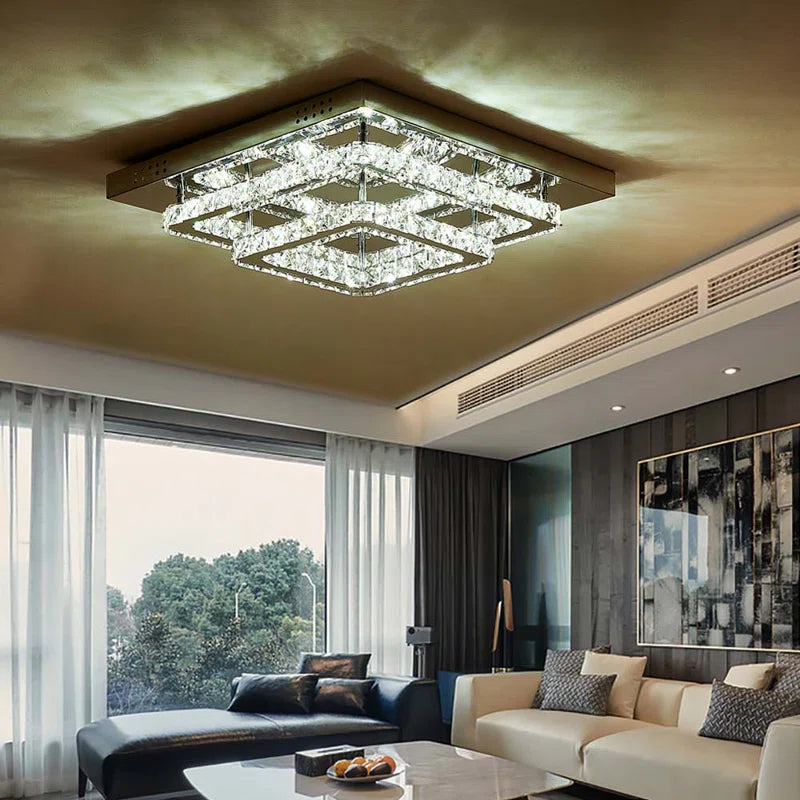 Zaina 50Cm Square Large-Size Glamourous Crystal LED Flush Mount