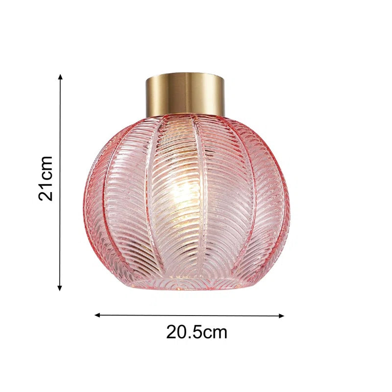 21Cm H Glass Bowl Pendant Shade ( Screw on ) in Pink