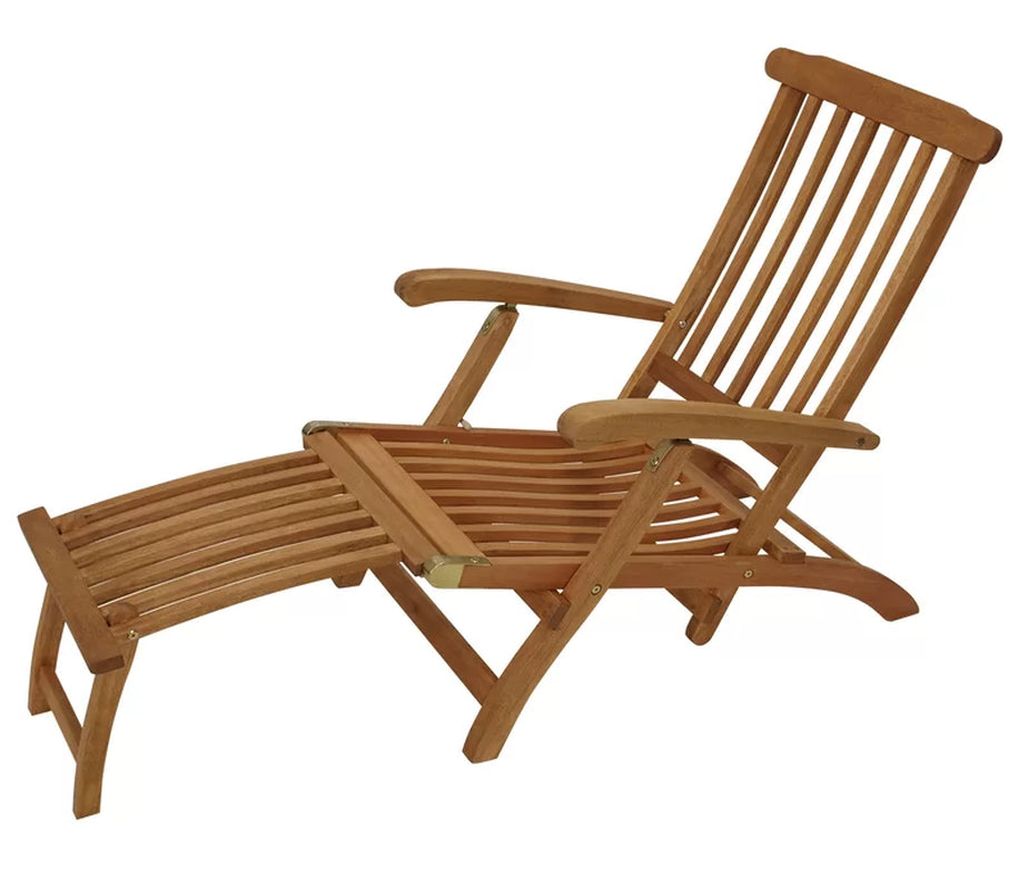 160Cm Long Reclining Eucalyptus Single Sun Lounger