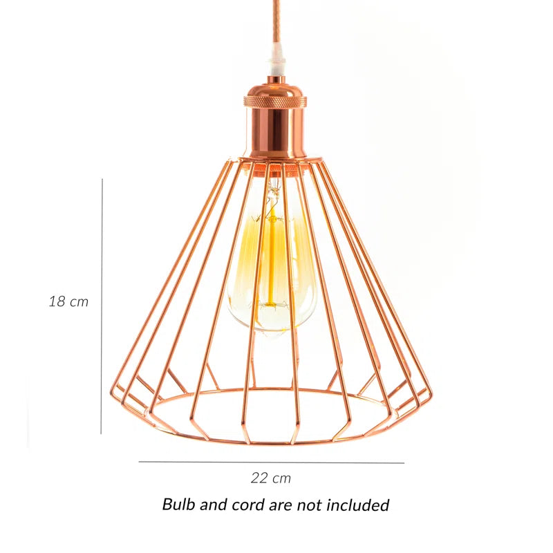 18Cm H X 22Cm W Metal Bell Pendant Shade ( Screw on ) in Rose Copper