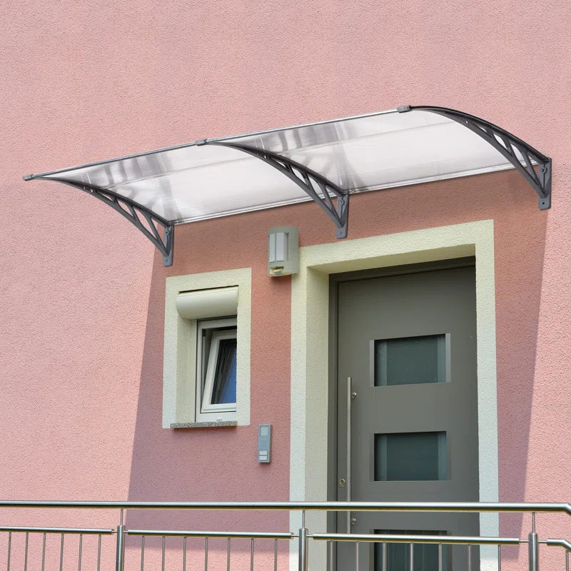 200Cm W X 80Cm D Plastic Grey Cover Retractable Patio Awning