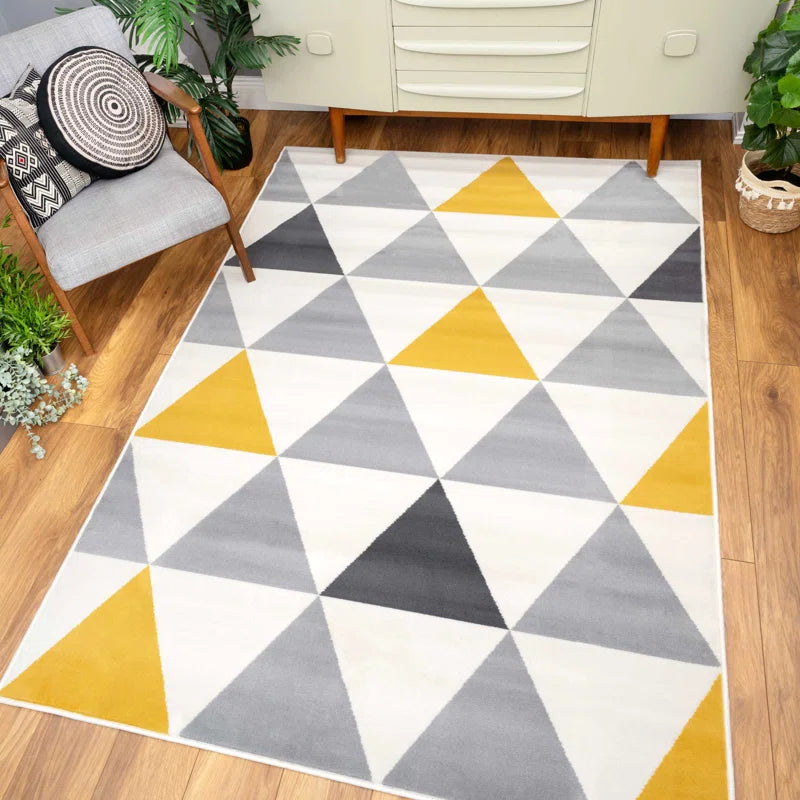 Zhora Tufted Ochre Grey Geometric Rug