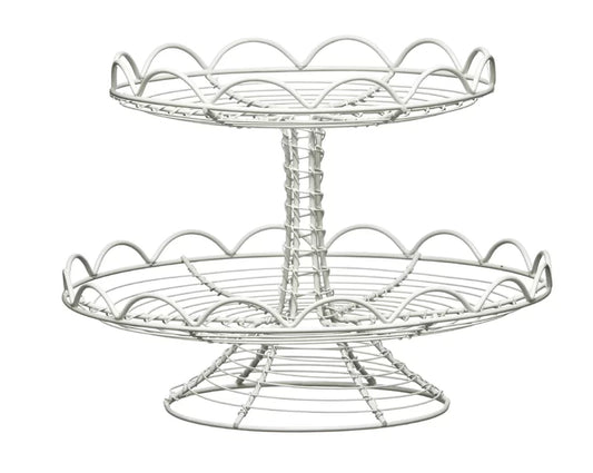 2 Tier Cream Wire Cake Stand