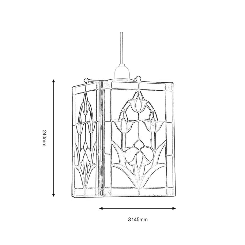 24Cm H X 14.5Cm W Glass Square Pendant Shade ( Screw on ) in Yellow