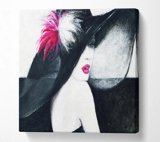 Woman in Black Hat - Wrapped Canvas Print