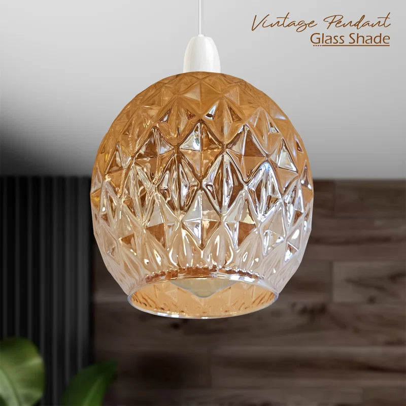 15Cm H Metal Dome Lamp Shade ( Screw on ) Amber