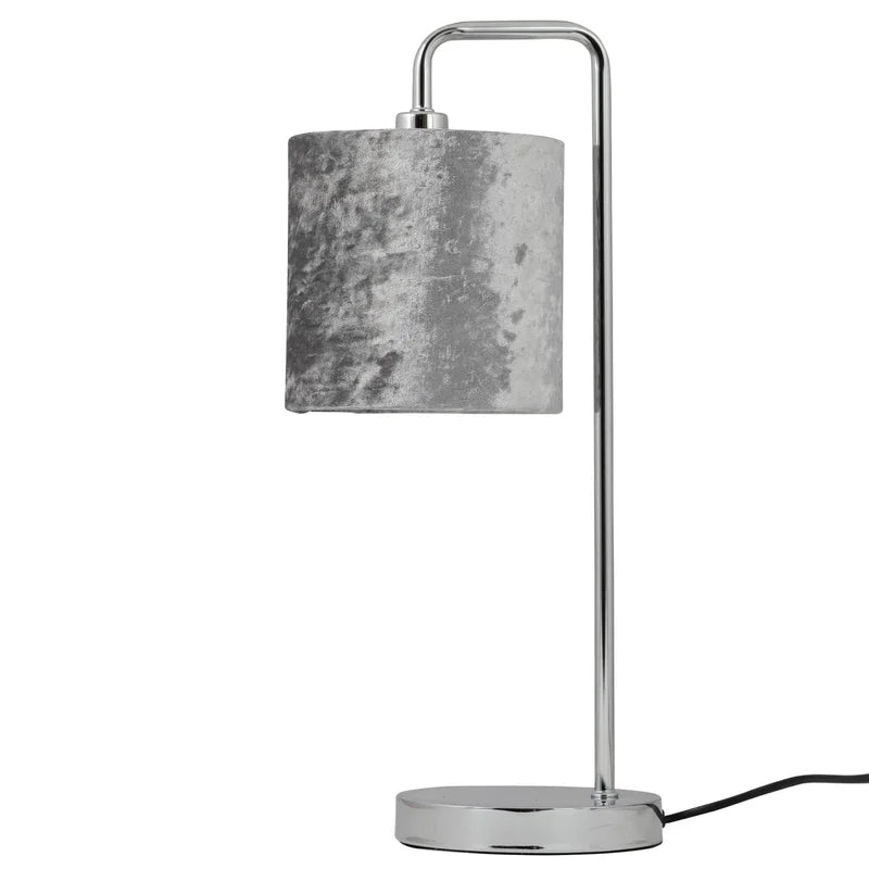 15Cm H Velvet Drum Lamp Shade ( Uno ) in Grey