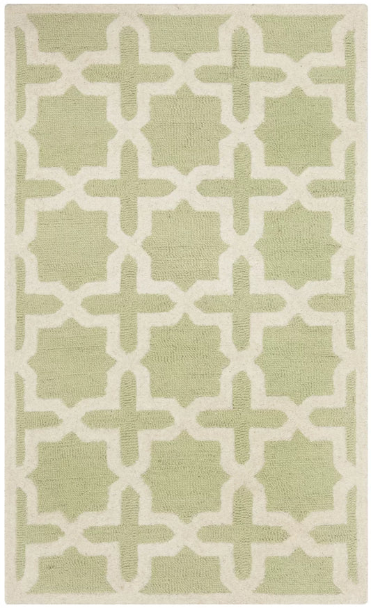 Von Hand-Tufted Wool Light Green/Ivory Area Rug