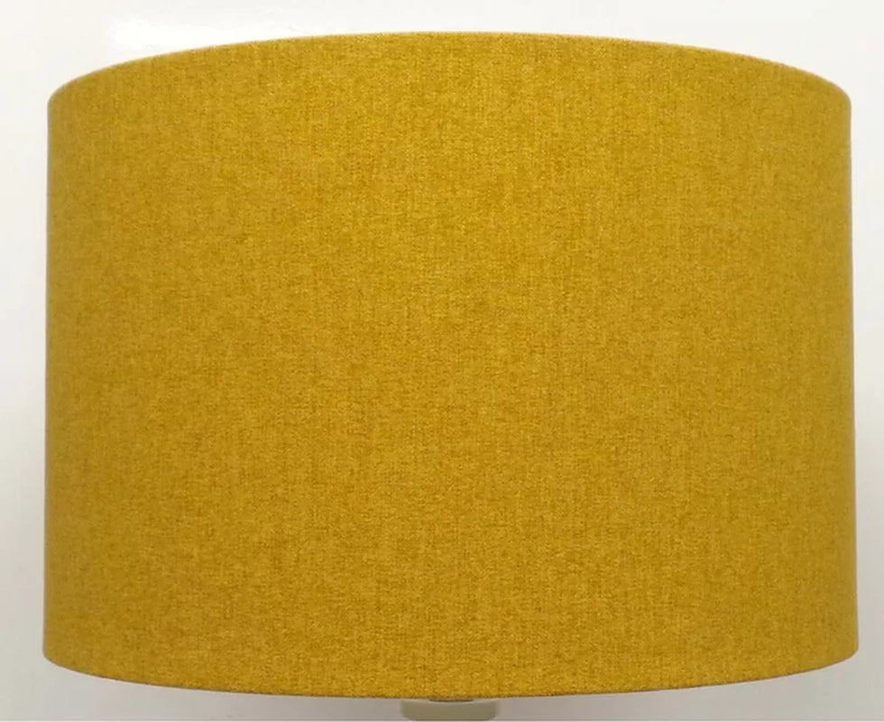 18Cm H X 25Cm W Cotton Drum Lamp Shade ( Screw on ) in Yellow