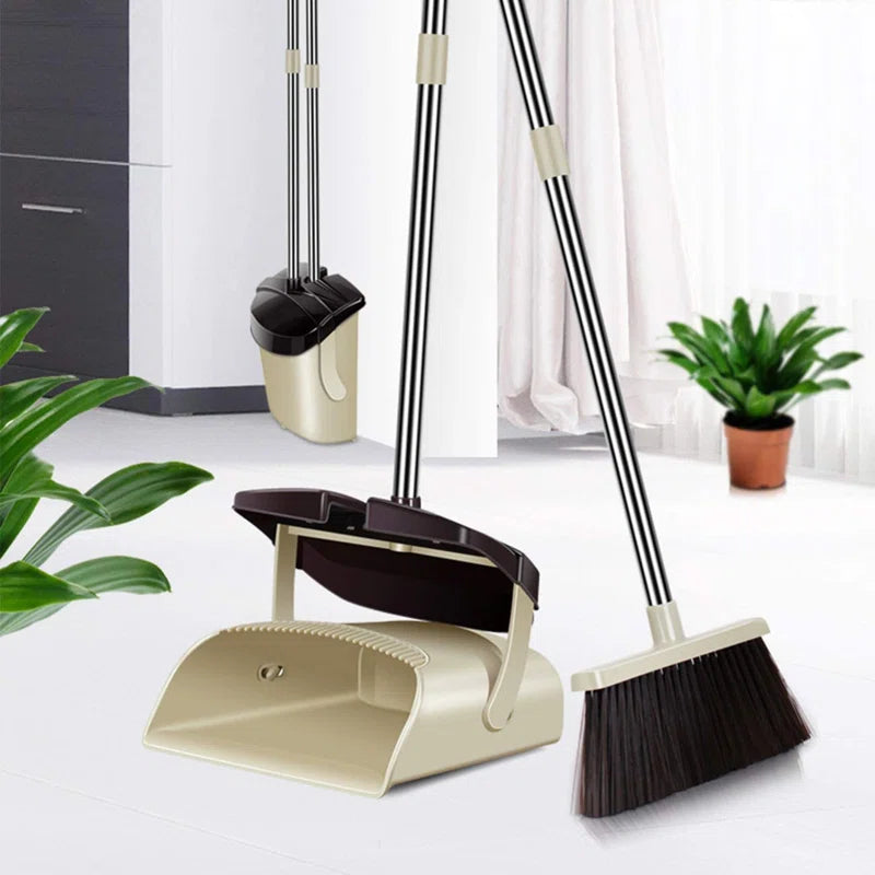 Zinnea 3 Piece Long Handle Broom and Dustpan Set