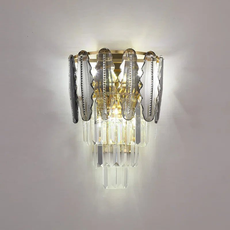 3 - Light Dimmable Crystal Flush Mounted Sconce