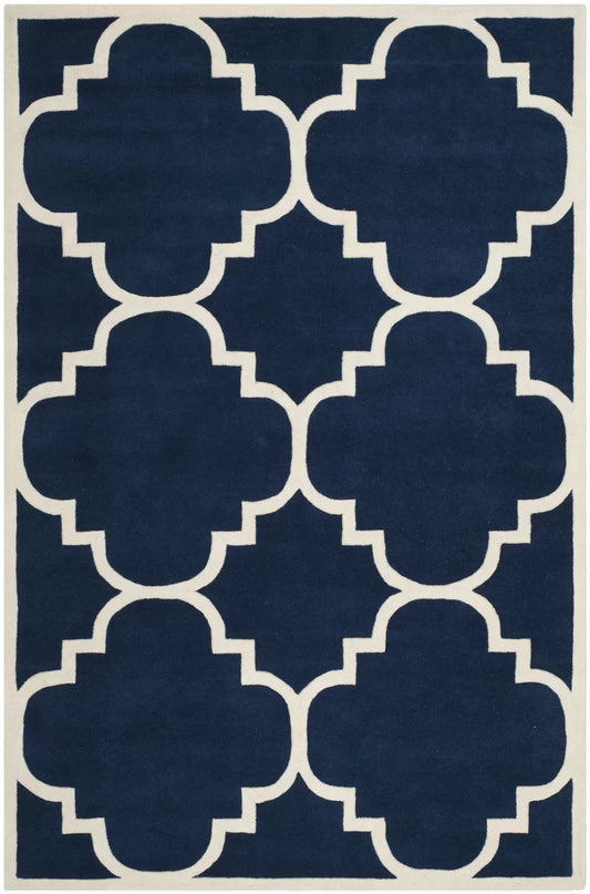 Vick Hand Tufted Wool Dark Blue Rug