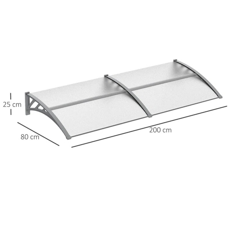 200Cm W X 80Cm D Plastic Grey Cover Retractable Patio Awning