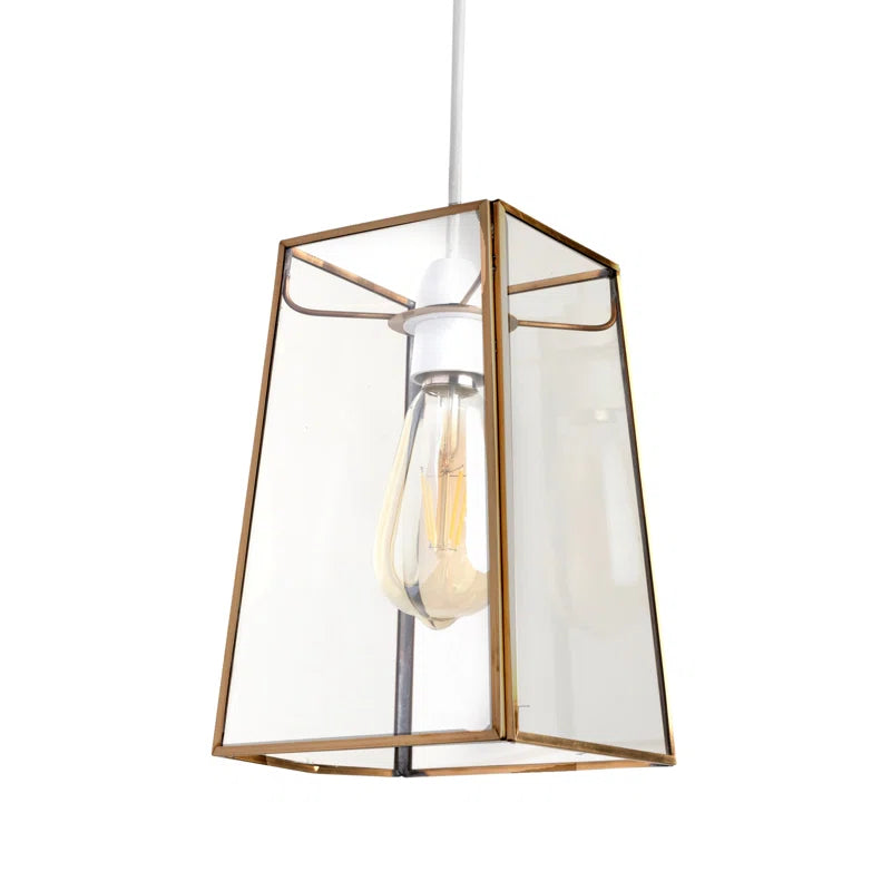 24Cm H X 16Cm W Glass Square Pendant Shade ( Uno ) in Gold